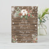 Wood Christmas Floral Dit is het seizoen om te tro Kaart (Staand voorkant)