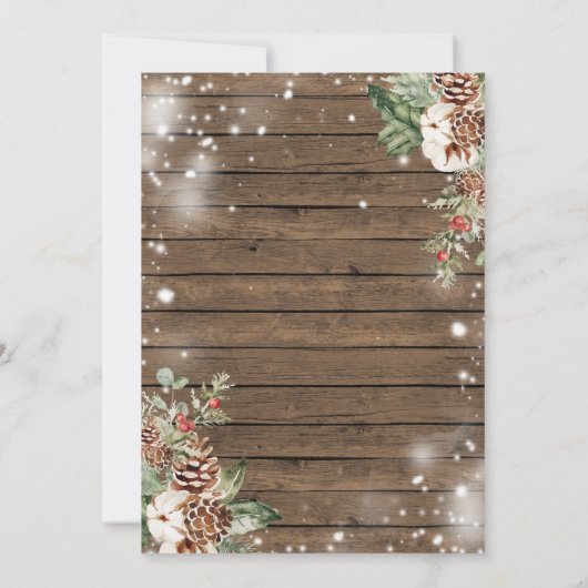 Wood Christmas Floral Dit is het seizoen om te tro Kaart (Achterkant)