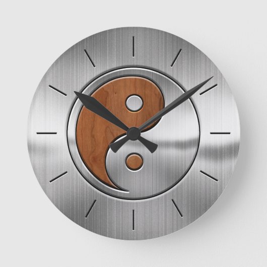 Wood Chrome Yang Ronde Klok (Voorkant)
