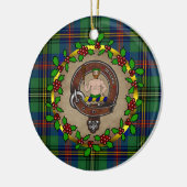 Wood Clan Badge & Tartan Gepersonaliseerde Kerstmi Keramisch Ornament (Links)