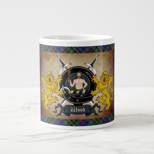 Wood Clan Badge & Tartan op maat Grote Koffiekop (Voorkant)