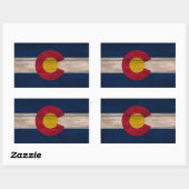 Wood Colorado vlag rechthoek stickers (Vel)