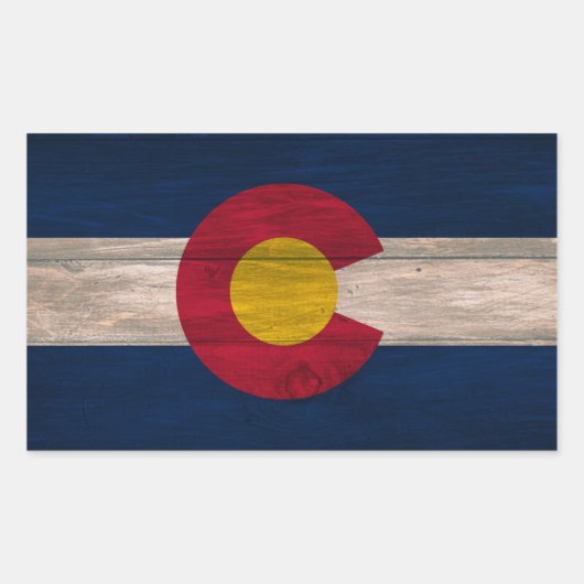 Wood Colorado vlag rechthoek stickers (Voorkant)
