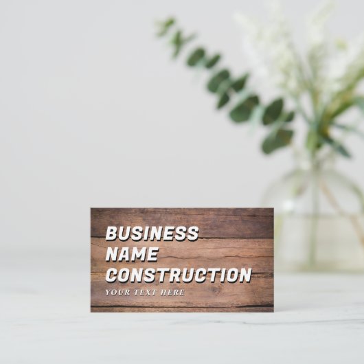 Wood Construction QR Code Bold Rustic Visitekaartje (Staand voorkant)
