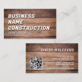 Wood Construction QR Code Bold Rustic Visitekaartje (Voorkant / Achterkant)