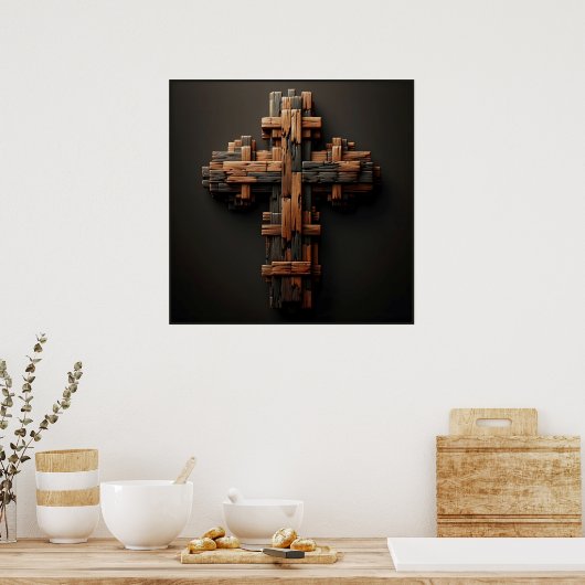 Wood Cross Art Poster (Keuken)