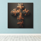 Wood Cross Canvas Art Afdruk (Insitu (Houten vloer))