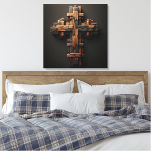 Wood Cross Canvas Art Afdruk