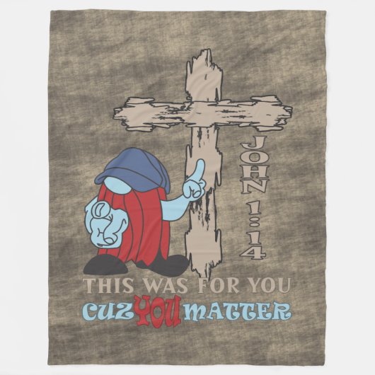 Wood Cross Cuz You Matter John 1 14 Fleece Deken (Voorkant)