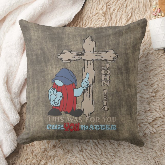 Wood Cross Cuz You Matter John 1 14 Kussen (Deken)