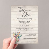 Wood Cross Floral Christian Two Become One Acryl Uitnodigingen (Insitu (Draagbaar))