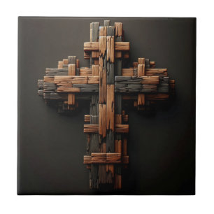 Wood Cross Keramische Tegel Tegeltje