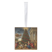 Wood Cube Nativity Santa Christmas Ornament (Rechts)