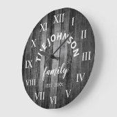 Wood Custom Family Name Rustic Farmhouse Grote Klok (Hoek)