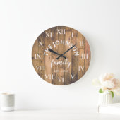 Wood Custom Family Name Rustic Farmhouse Grote Klok (Huis)