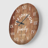 Wood Custom Family Name Rustic Farmhouse Grote Klok (Hoek)