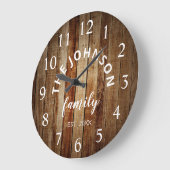 Wood Custom Family Name Rustic Farmhouse Grote Klok (Hoek)