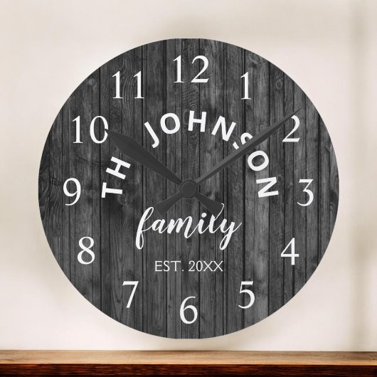 Wood Custom Family Name Rustic Farmhouse Grote Klok