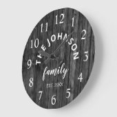 Wood Custom Family Name Rustic Farmhouse Grote Klok (Hoek)