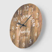 Wood Custom Family Name Rustic Farmhouse Grote Klok (Hoek)