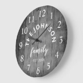 Wood Custom Family Name Rustic Farmhouse Grote Klok (Hoek)