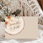 Wood Cut Grain QR Code Rustieke Huwelijk RSVP Kaar Kaartje