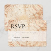 Wood Cut Slice Mail in een rustieke bruiloft RSVP Kaartje (Voorkant / Achterkant)