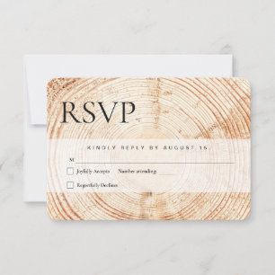 Wood Cut Slice Mail in een rustieke bruiloft RSVP Kaartje