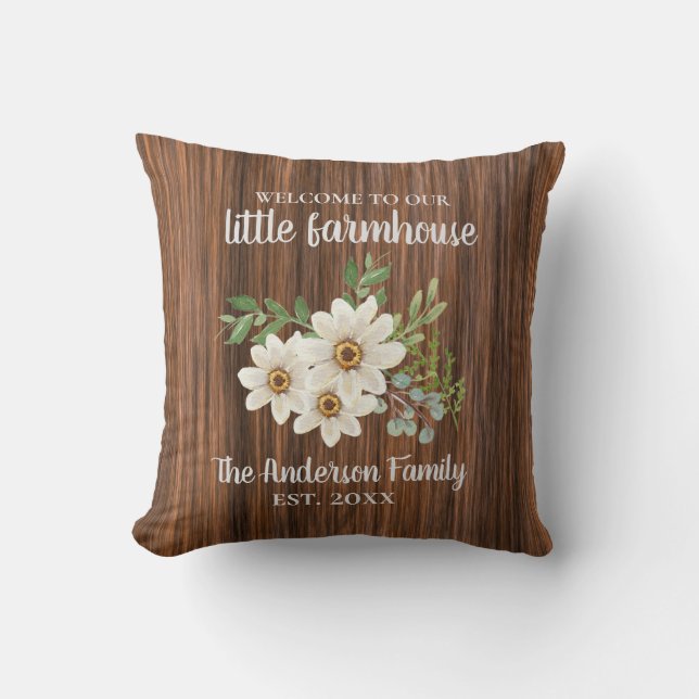 Wood Daisy Familienaam Est.Wedding Farmhouse  Kussen (Voorkant)