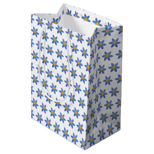 Wood Daisy Flowers op White Medium Cadeauzakje (Achterkant Gekanteld)