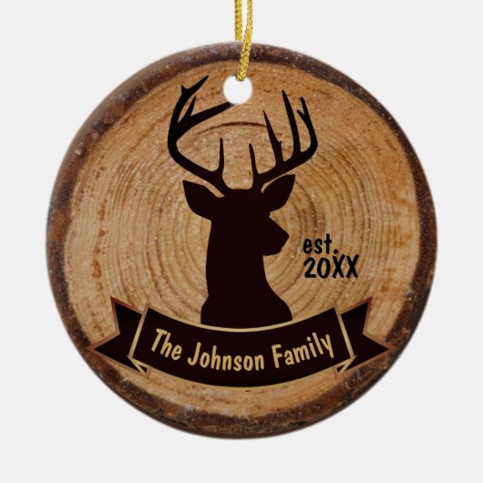 Wood Deer Silhouette Keramisch Ornament (Voorkant)
