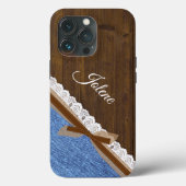 Wood Denim en Lace Western ThMED Case-Mate iPhone Case (Achterkant)