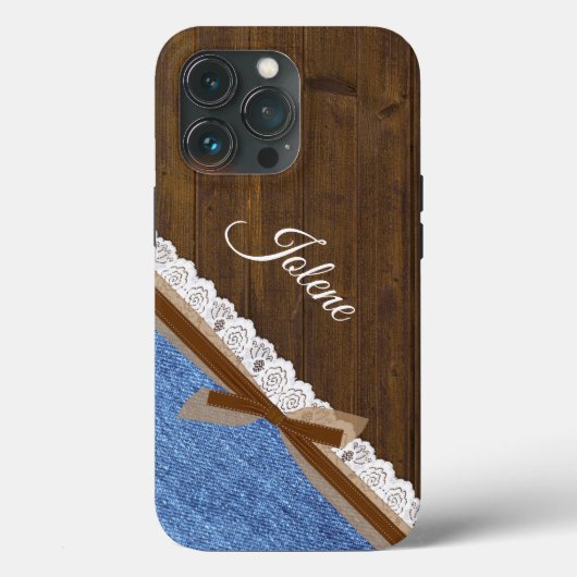 Wood Denim en Lace Western ThMED Case-Mate iPhone Case (Achterkant)