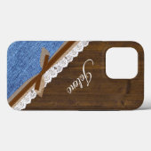 Wood Denim en Lace Western ThMED Case-Mate iPhone Case (Achterkant (horizontaal))
