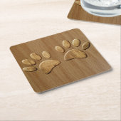 Wood Dog Paw Prints Kartonnen Onderzetters (Schuin)
