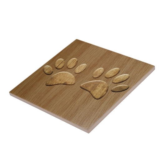 Wood Dog Paw Prints Tegeltje (Zijkant)
