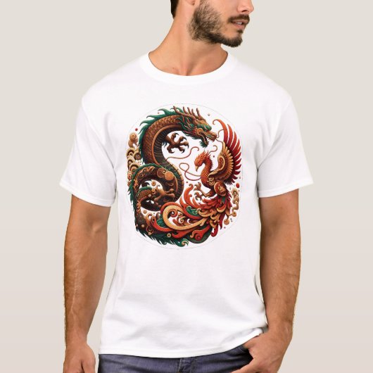 Wood Dragon en Phoenix T-shirt (Voorkant)