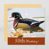 Wood Duck 50th Birthday Party Invitation Kaart (Voorkant / Achterkant)