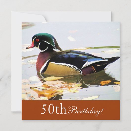 Wood Duck 50th Birthday Party Invitation Kaart (Voorkant)
