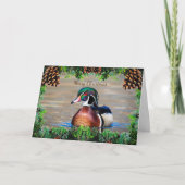 Wood Duck Drake Christmas Kaart (Voorkant)