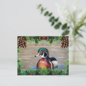 Wood Duck Drake Christmas Kaart (Staand voorkant)