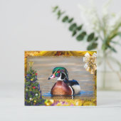 Wood Duck Drake Christmas Kaart (Staand voorkant)