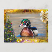 Wood Duck Drake Christmas Kaart (Voorkant)