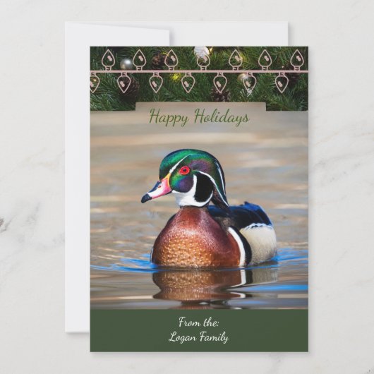 Wood Duck Drake Christmas Kaart (Voorkant)