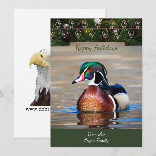 Wood Duck Drake Christmas Kaart (Voorkant / Achterkant)