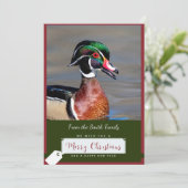Wood Duck Drake op een kerst Kaart (Staand voorkant)