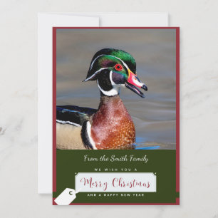 Wood Duck Drake op een kerst Kaart