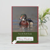 Wood Duck Drake op een kerst Kaart (Staand voorkant)