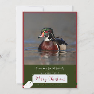 Wood Duck Drake op een kerst Kaart