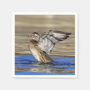 Wood Duck flapte haar vleugels Servet